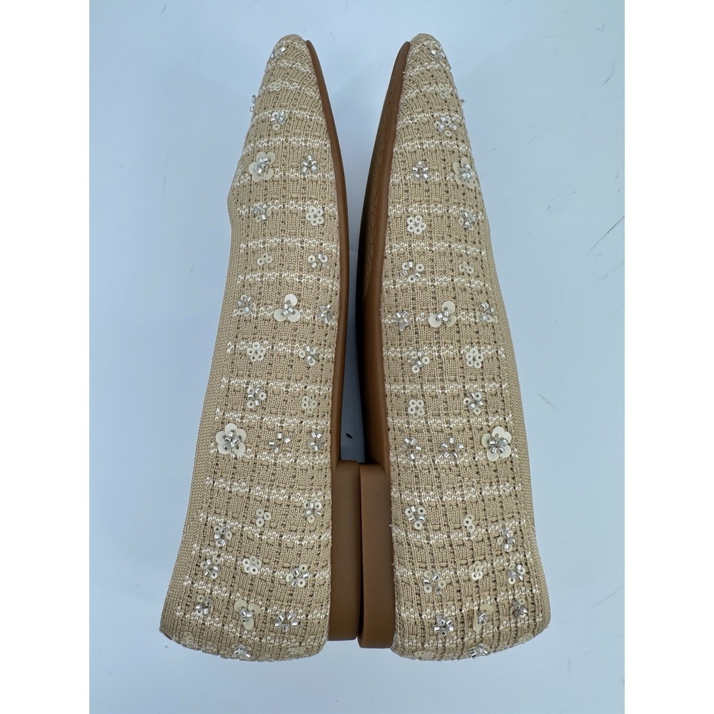 VIVAIA Margot 2.0 Square Toe V-Cut Knit Flats Beige Floral EU 39 US 8 NIB - Picture 12 of 14